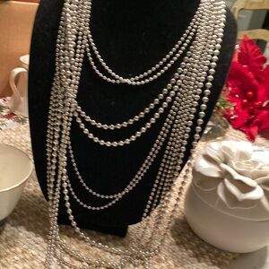 Chicos Silver Beaded Necklace